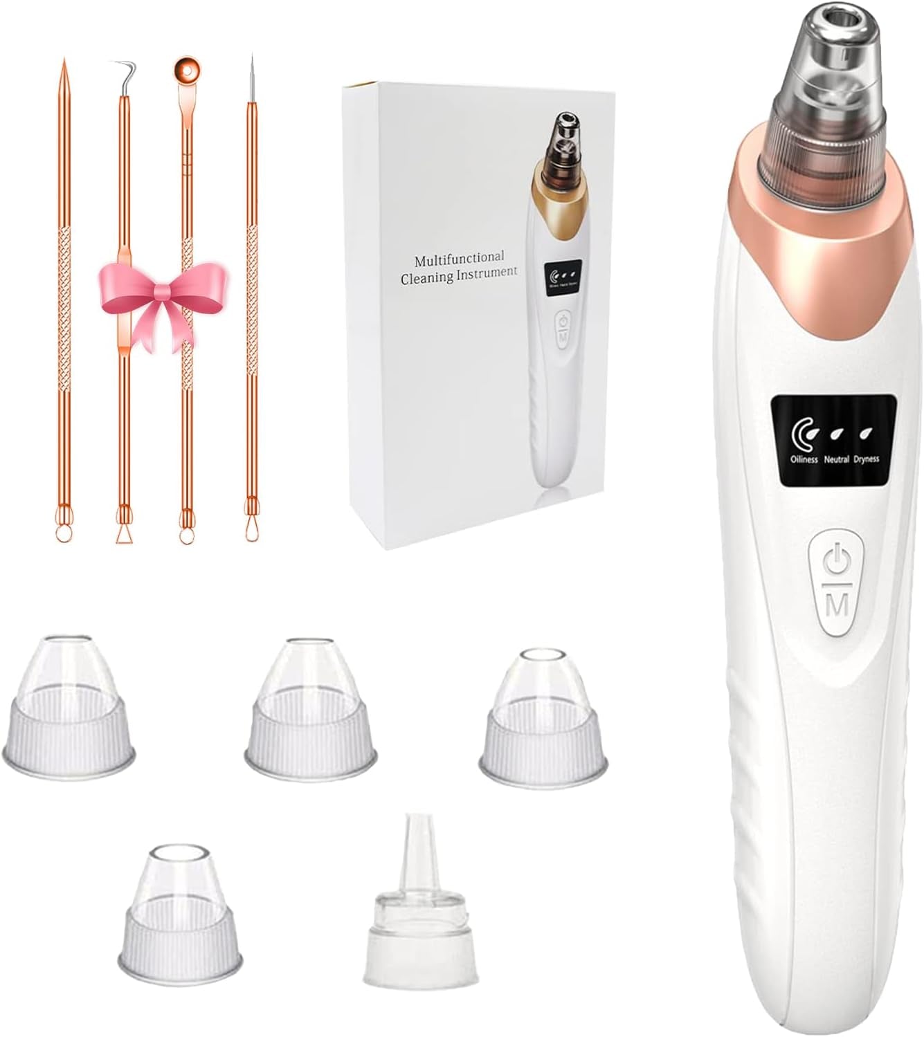 2026 Blackhead Remover Pore Vacuum,Facial Pore Cleaner-5 Suction Power,5 Probes,Usb Rechargeable Blackhead Vacuum Kit Electric Pore Vacuum Tool for Adult