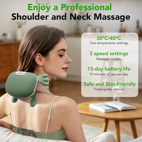 2026 Upgraded 4D Neck Massager with Heat, Portable Finger-Press Neck and Shoulder Massager, Simulates Deep Kneading Massage like Human Hands,Relieve Muscle Tension, Suitable for the Whole Body
