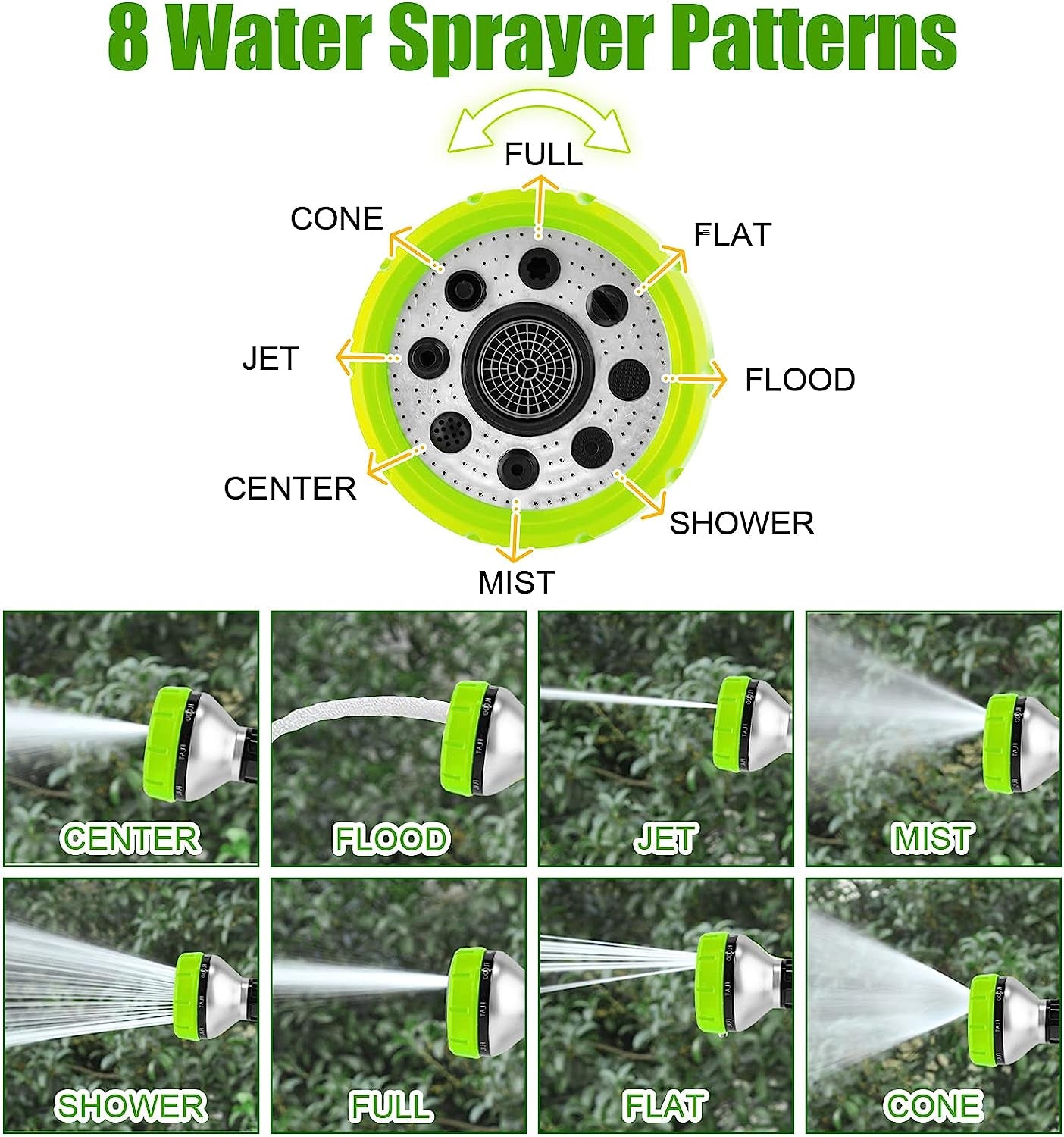 Upgraded Dog Wash Hose Attachment, 8-In-1 Sprayer Mode Garden Hose Nozzle with Pet Grooming Glove and 100Cc Soap Dispenser Bottle, Adopted in Watering Flowers, Car Wash, Dog and Horse Showering