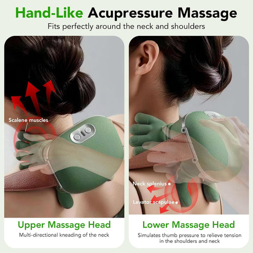2026 Upgraded 4D Neck Massager with Heat, Portable Finger-Press Neck and Shoulder Massager, Simulates Deep Kneading Massage like Human Hands,Relieve Muscle Tension, Suitable for the Whole Body