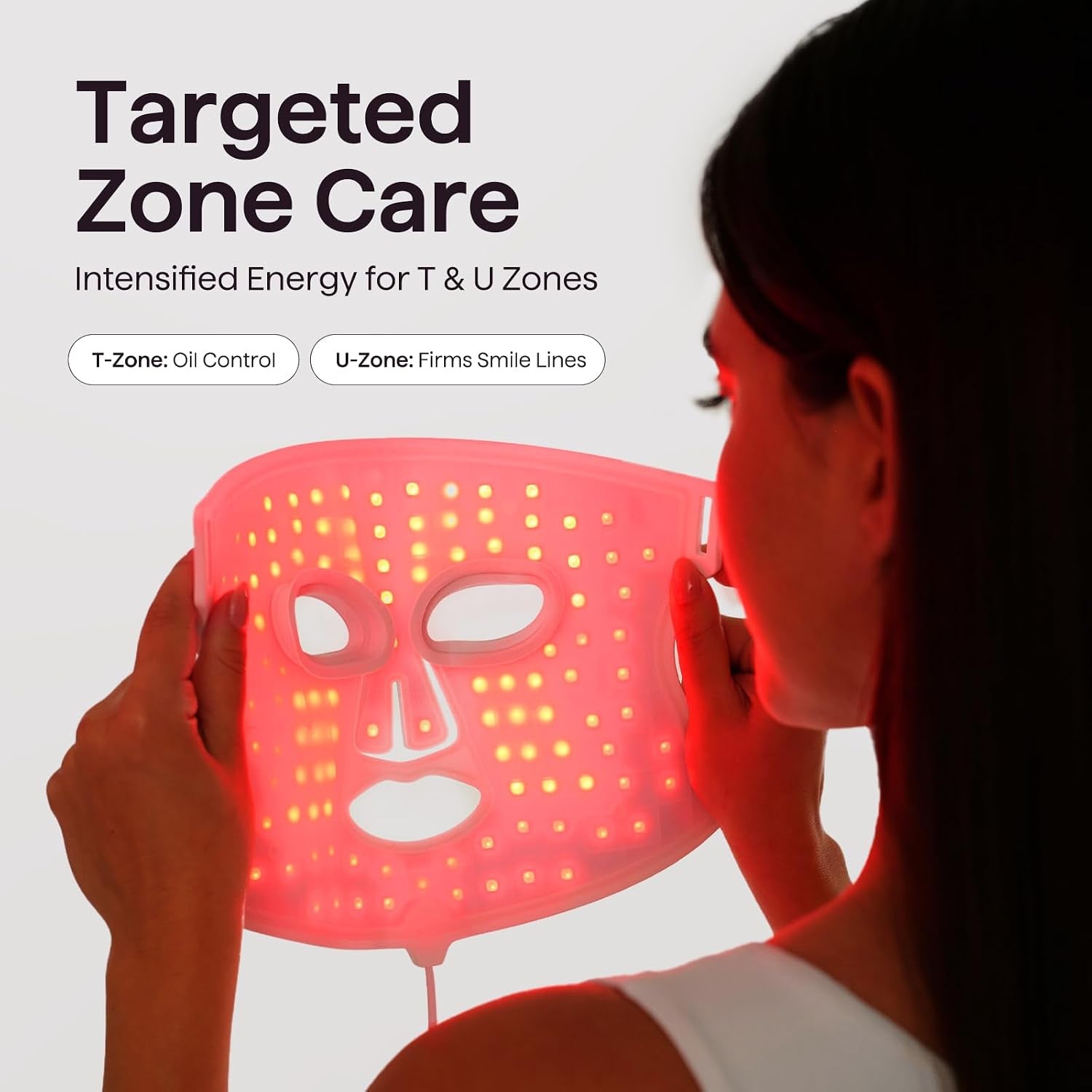 Red Light Therapy Mask for Face, Glow Time LED Face Mask Light Therapy for Anti-Fine Line, Acne, Skin Rejuvenation with Red, Near-Infrared Light, Blue and Amber Light Therapy (White)