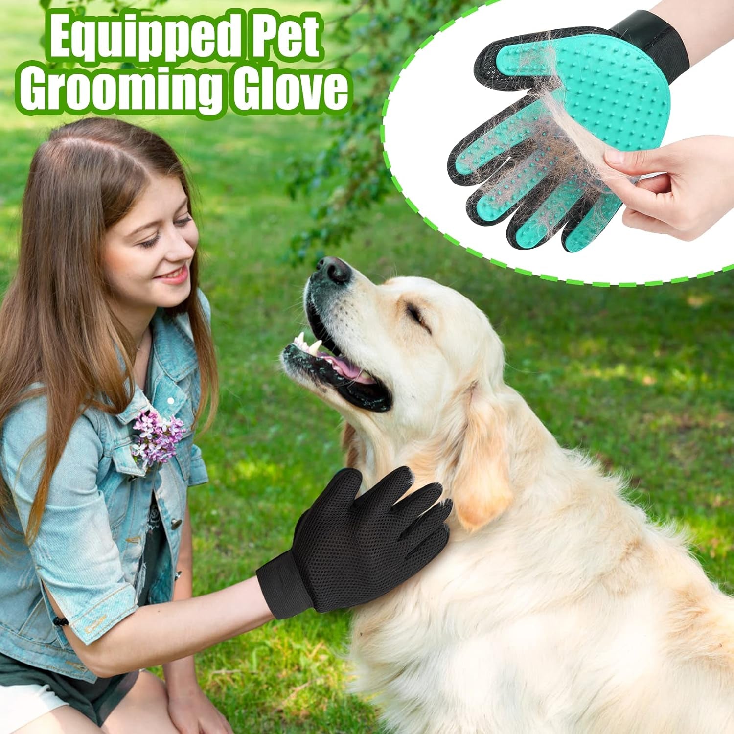Upgraded Dog Wash Hose Attachment, 8-In-1 Sprayer Mode Garden Hose Nozzle with Pet Grooming Glove and 100Cc Soap Dispenser Bottle, Adopted in Watering Flowers, Car Wash, Dog and Horse Showering