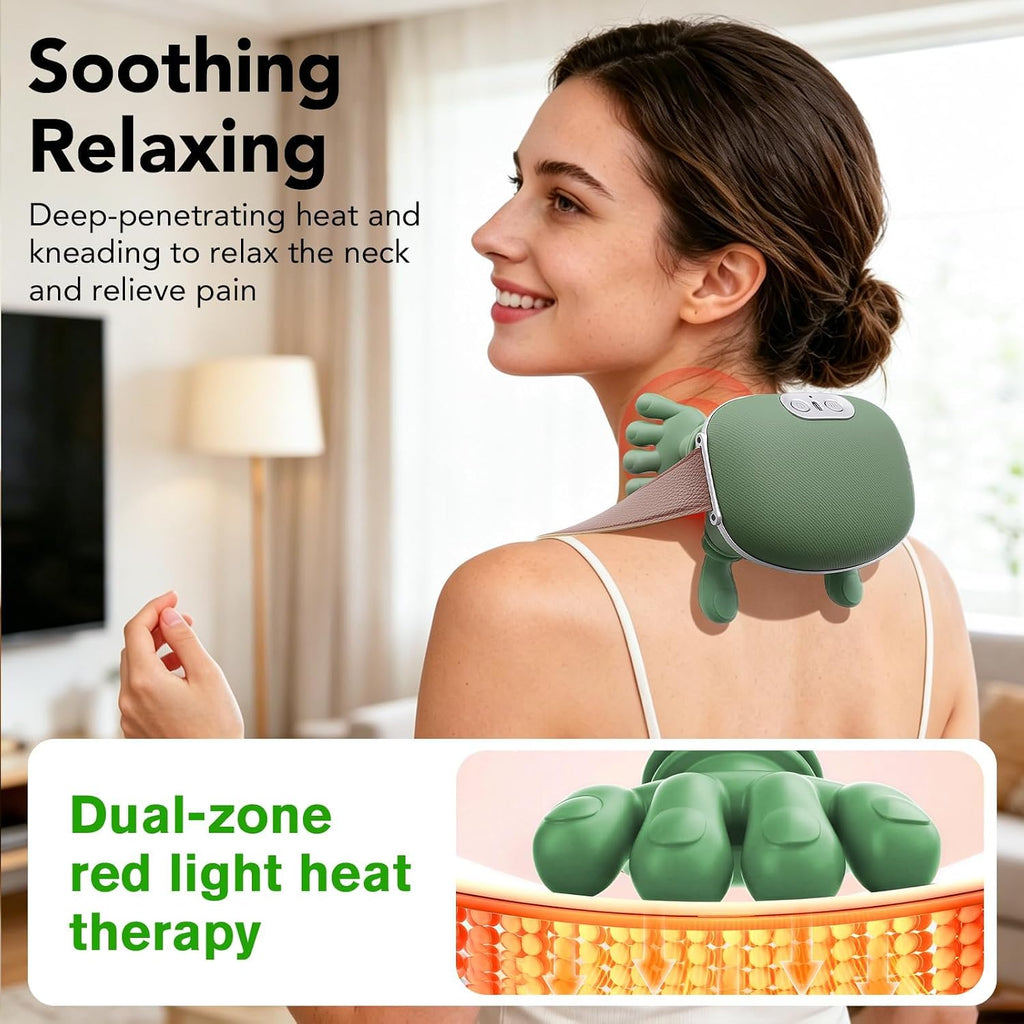 2026 Upgraded 4D Neck Massager with Heat, Portable Finger-Press Neck and Shoulder Massager, Simulates Deep Kneading Massage like Human Hands,Relieve Muscle Tension, Suitable for the Whole Body