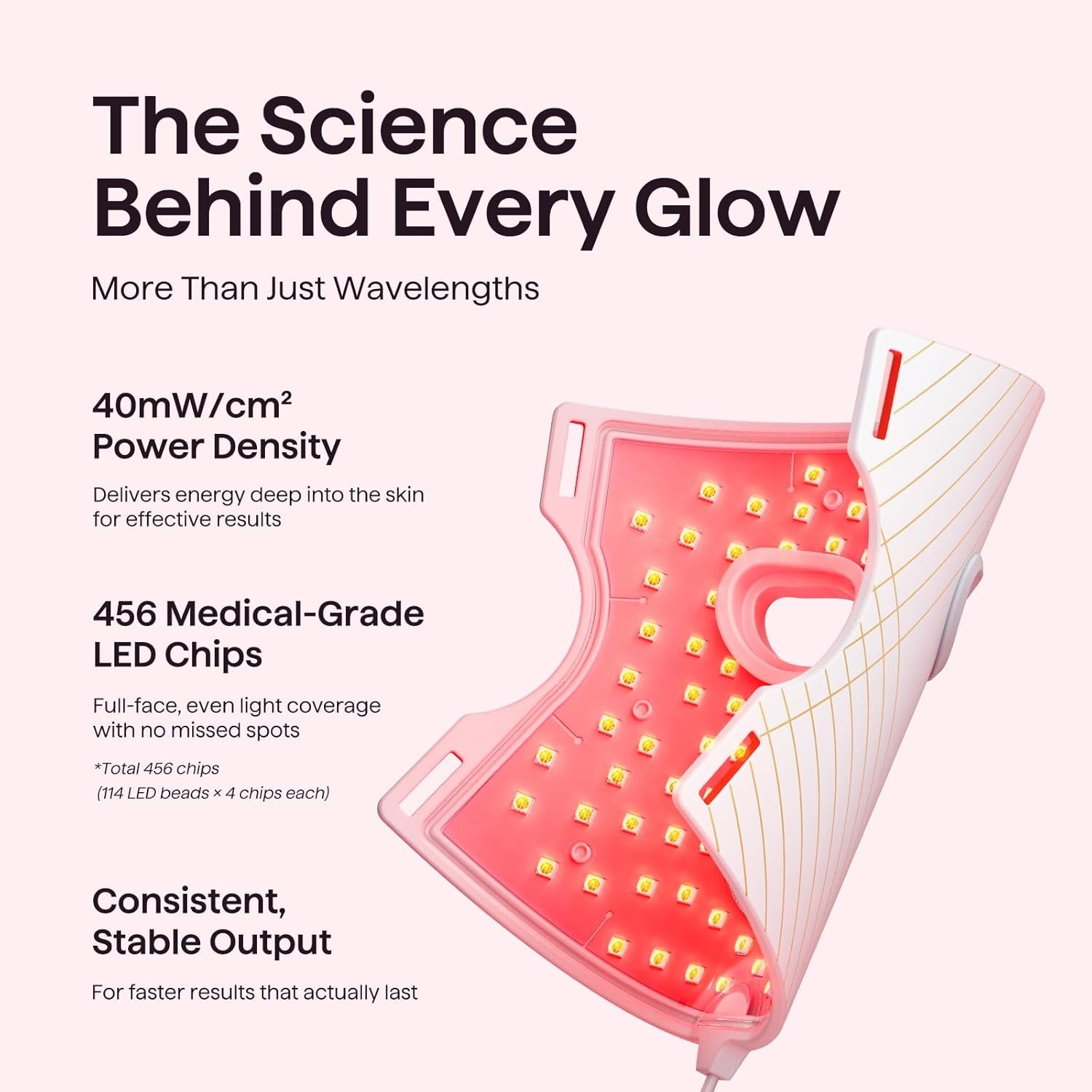 Red Light Therapy Mask for Face, Glow Time LED Face Mask Light Therapy for Anti-Fine Line, Acne, Skin Rejuvenation with Red, Near-Infrared Light, Blue and Amber Light Therapy (White)